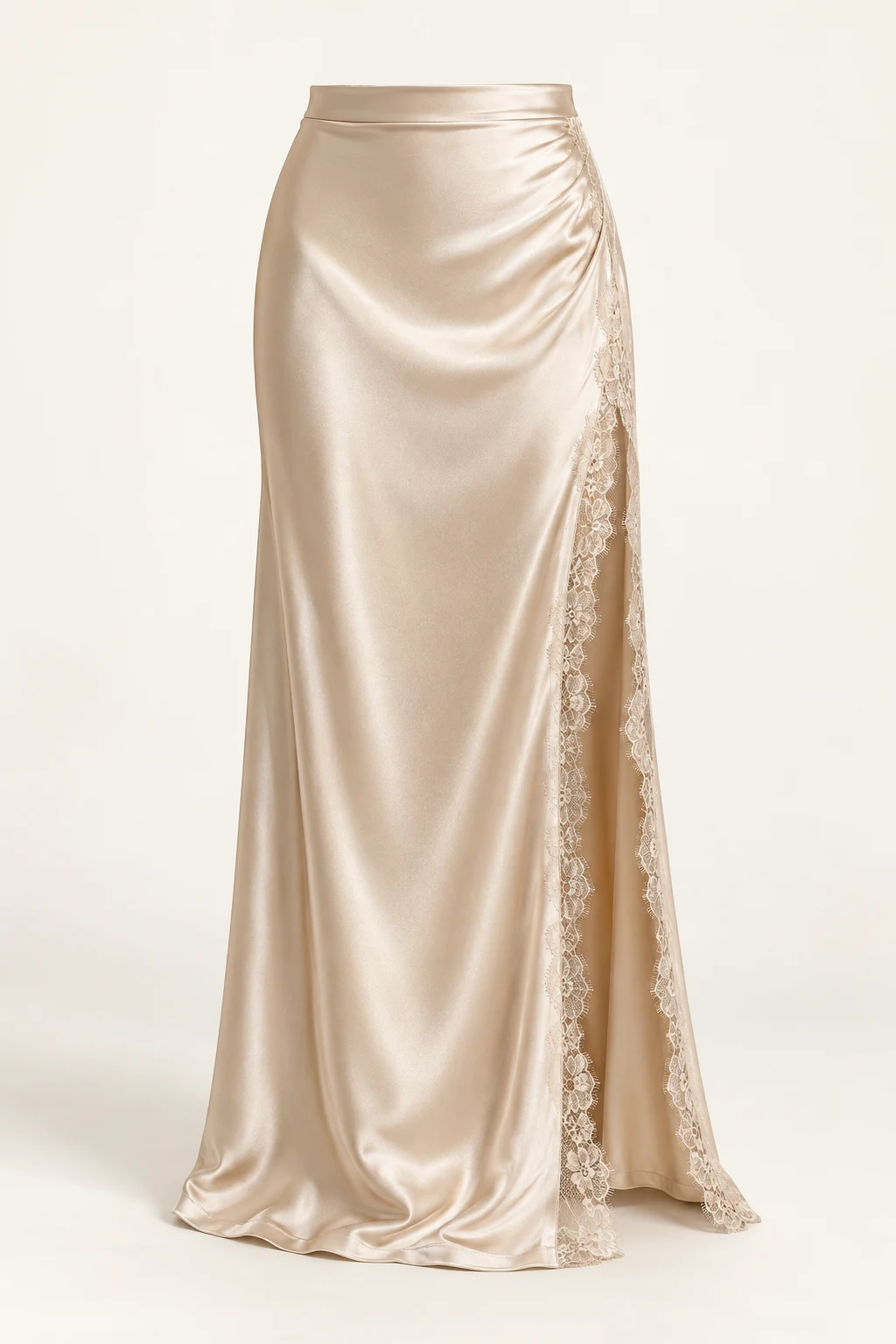 Champagne Moonlit Satin Maxi Skirt