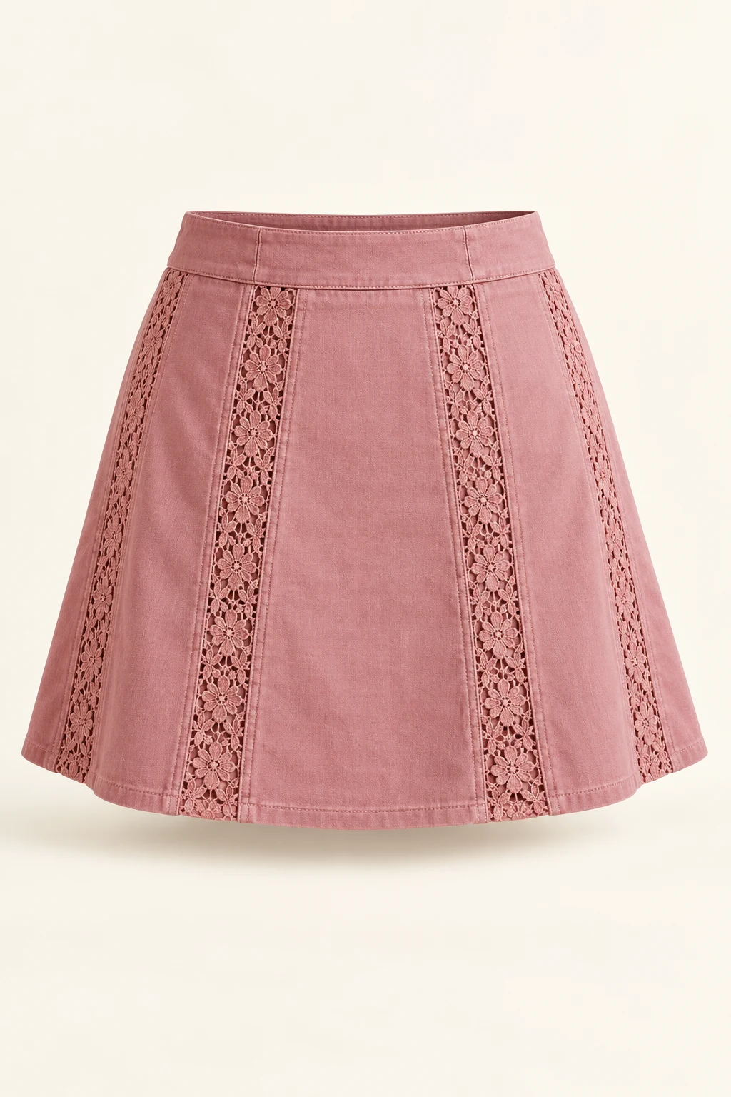 Dusty Rose Rosette Panel Mini Skirt