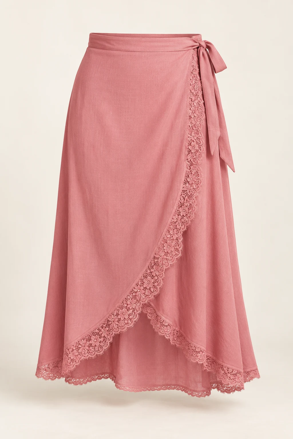 Rose Pink Rosewater Wrap Midi Skirt